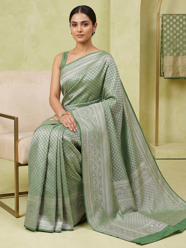 Pista-Green Art Silk Woven Saree