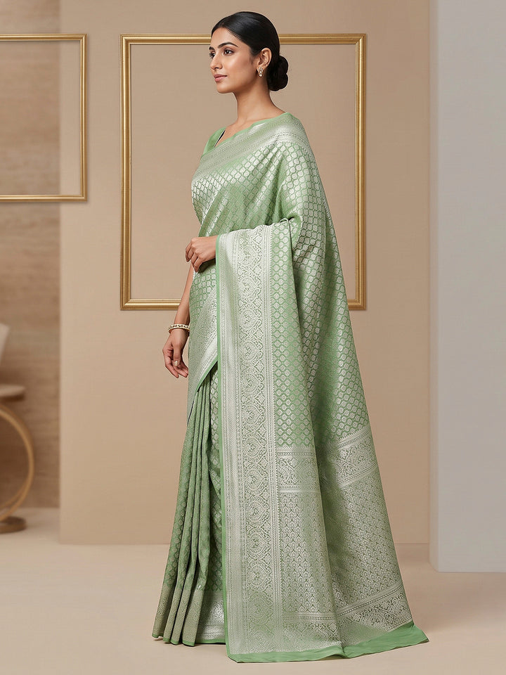 Pista-Green Art Silk Woven Saree