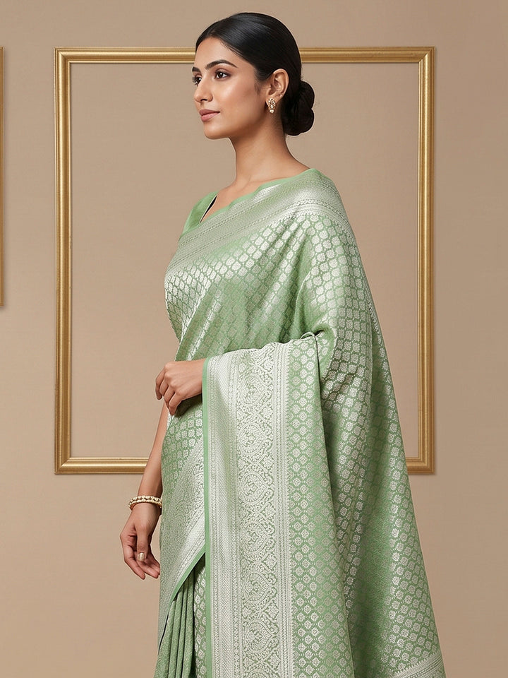 Pista-Green Art Silk Woven Saree