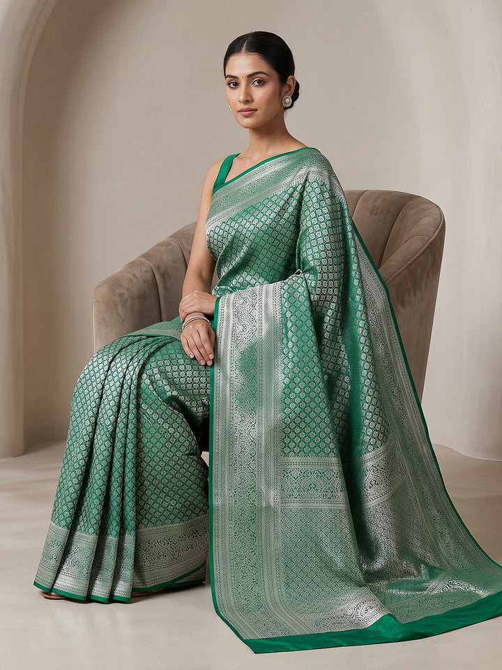 Rama-Green Art Silk Woven Saree