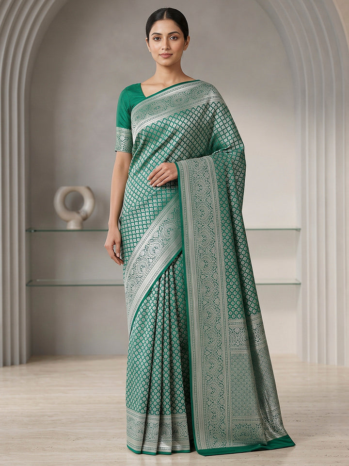 Rama-Green Art Silk Woven Saree