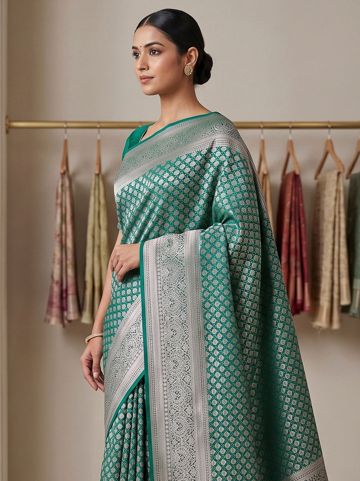Rama-Green Art Silk Woven Saree