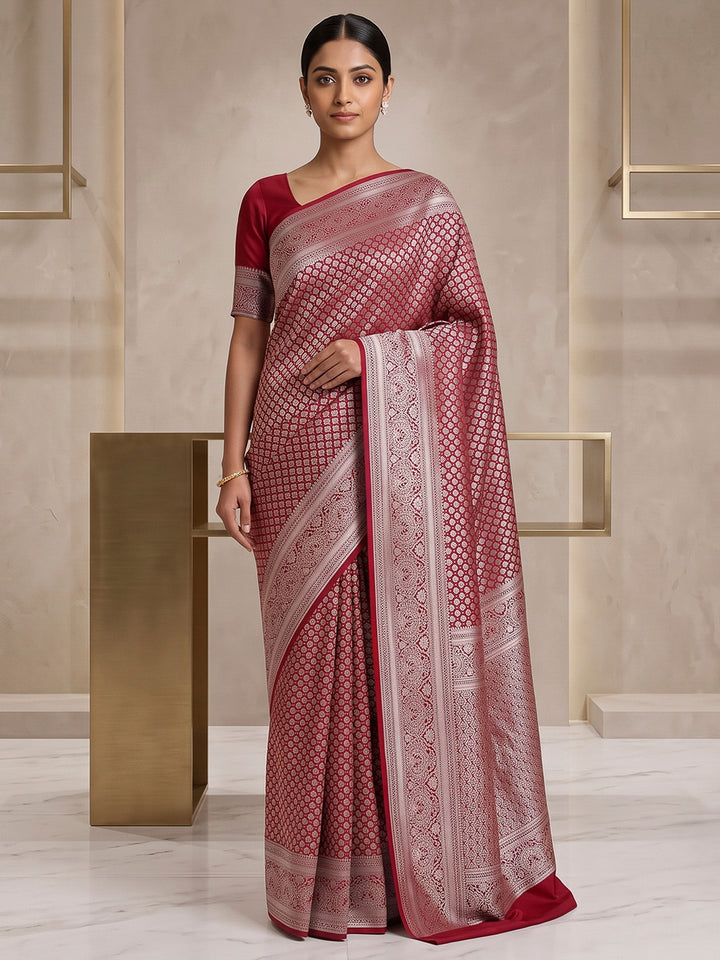 Red Art Silk Woven Saree