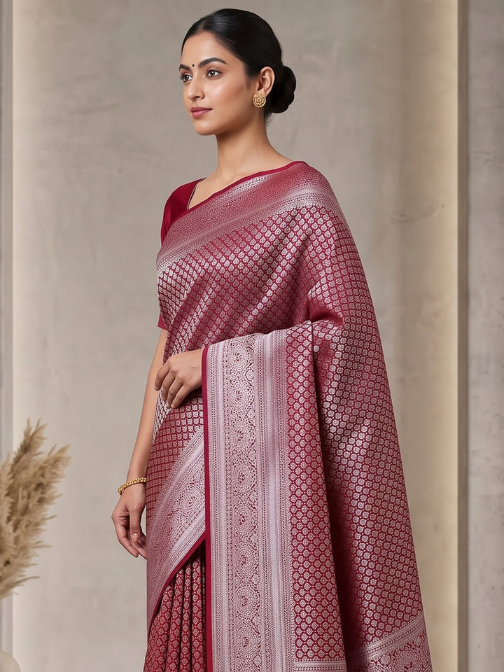 Red Art Silk Woven Saree