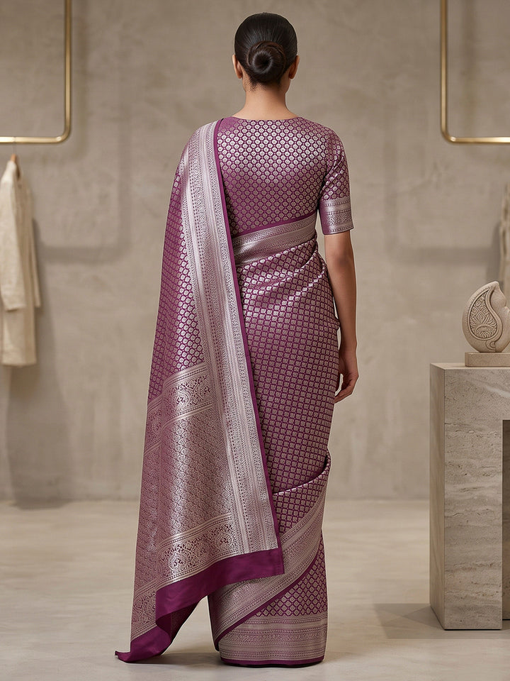 Wine Art Silk Woven Saree