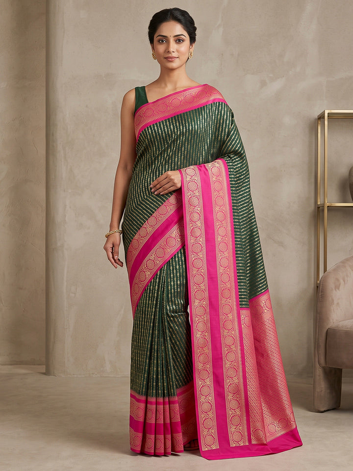 Bottle Green-Rani Art Silk Woven Saree