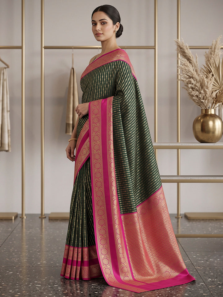 Bottle Green-Rani Art Silk Woven Saree