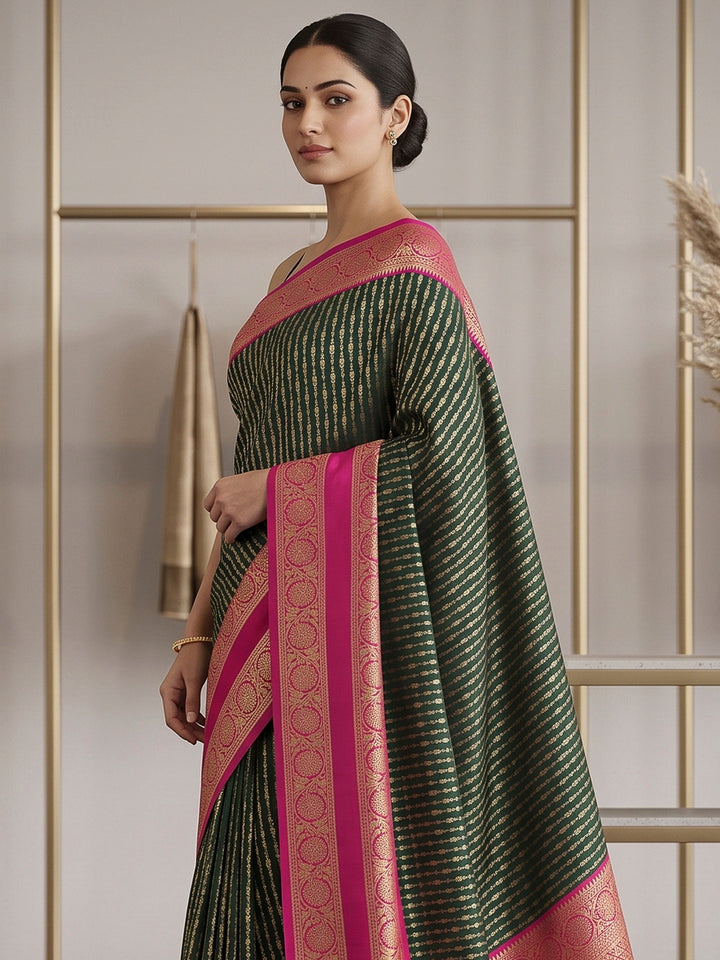 Bottle Green-Rani Art Silk Woven Saree