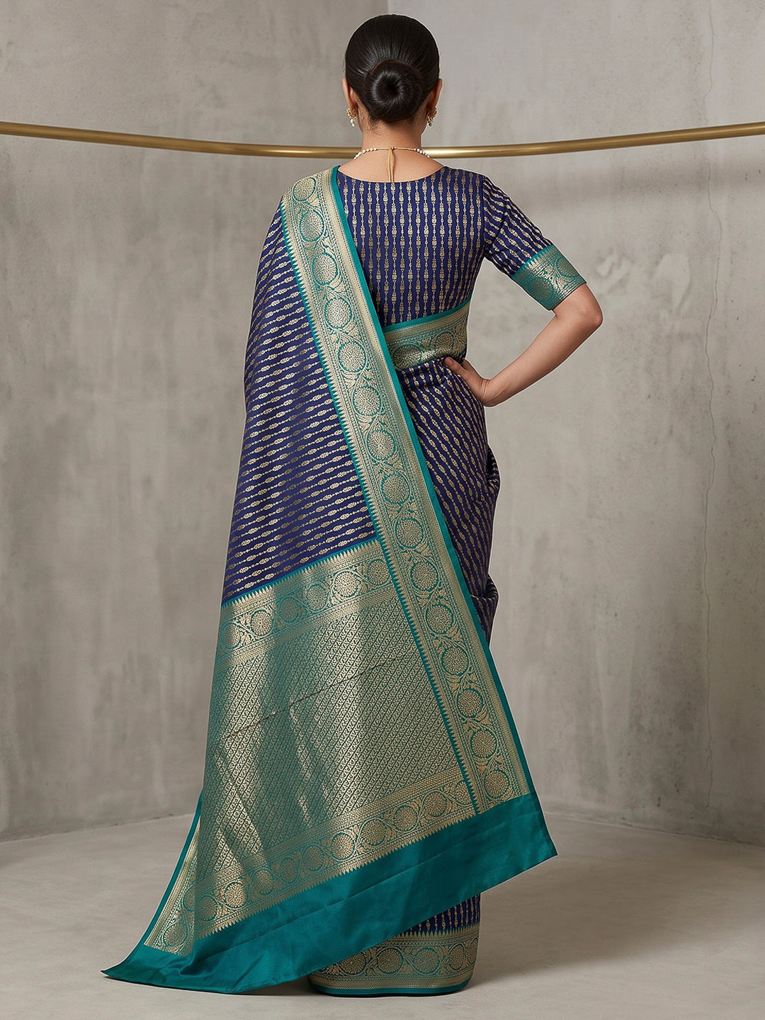 Navy Blue Art Silk Woven Saree