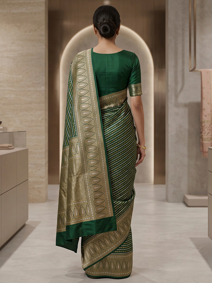 Bottle Green Art Silk Woven Saree