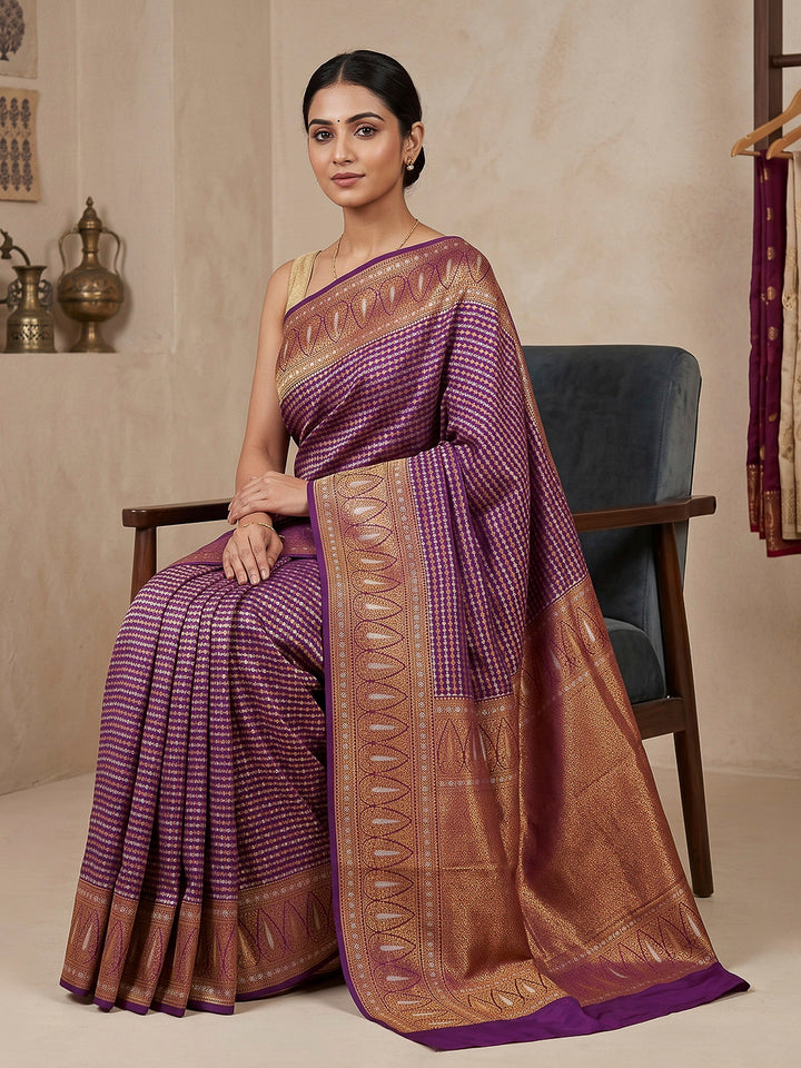 Purple Art Silk Woven Saree