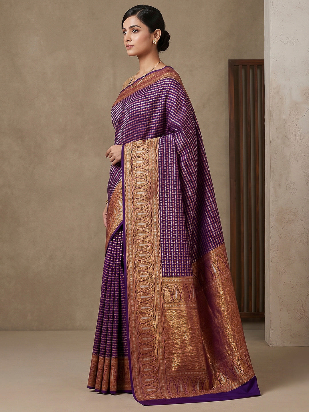 Purple Art Silk Woven Saree