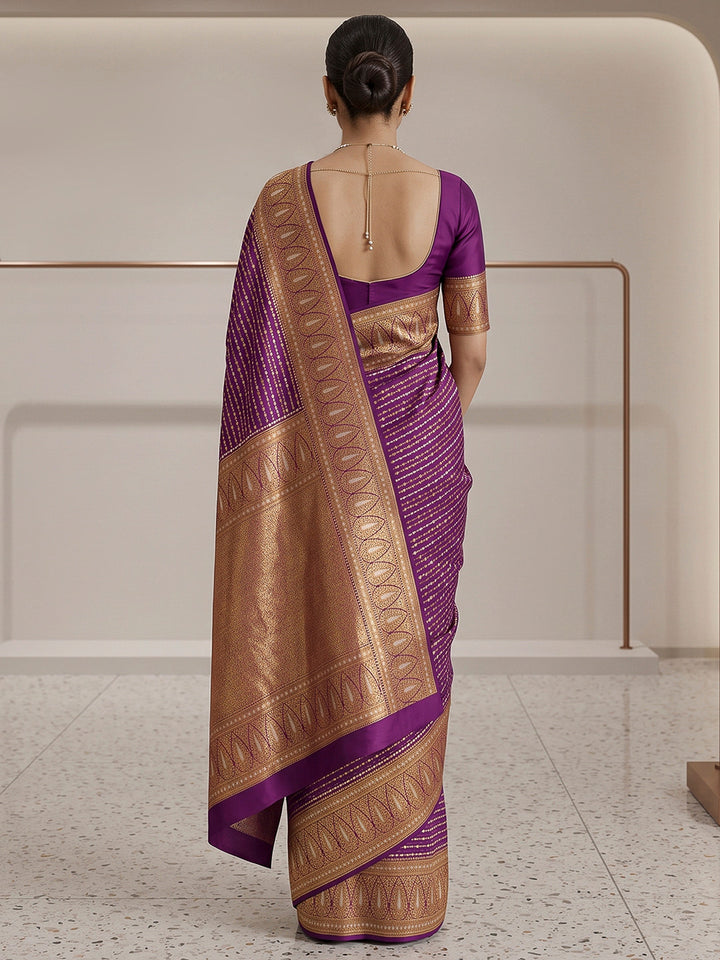 Purple Art Silk Woven Saree
