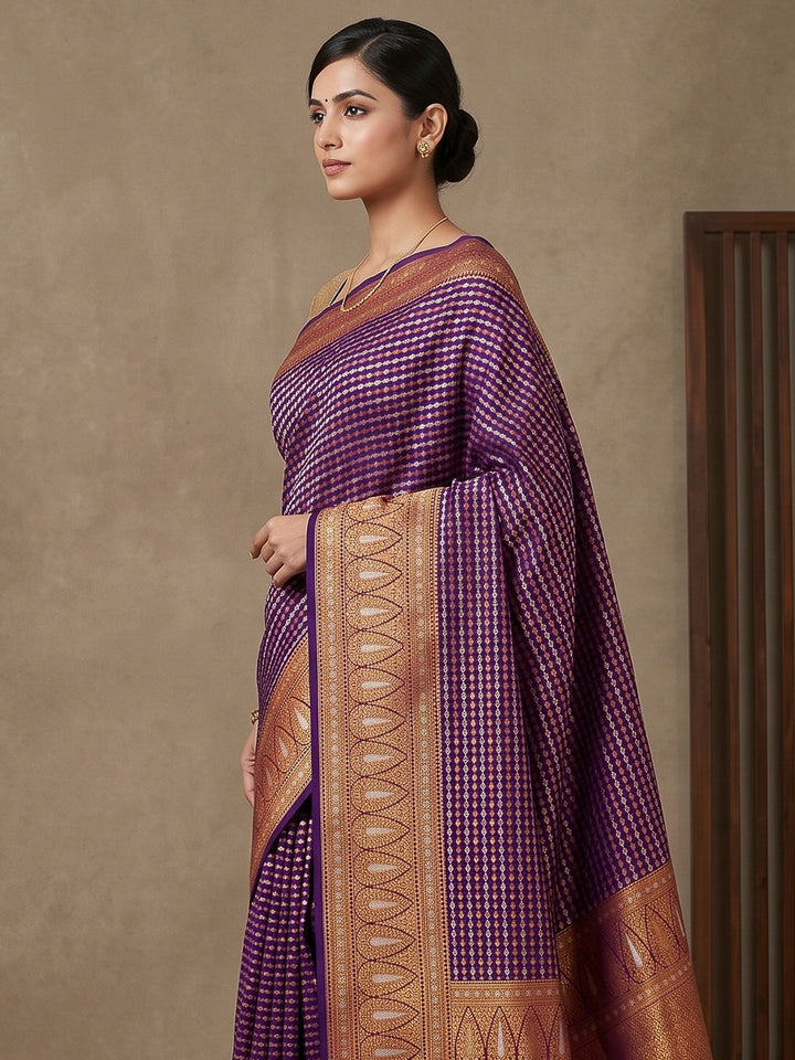 Purple Art Silk Woven Saree