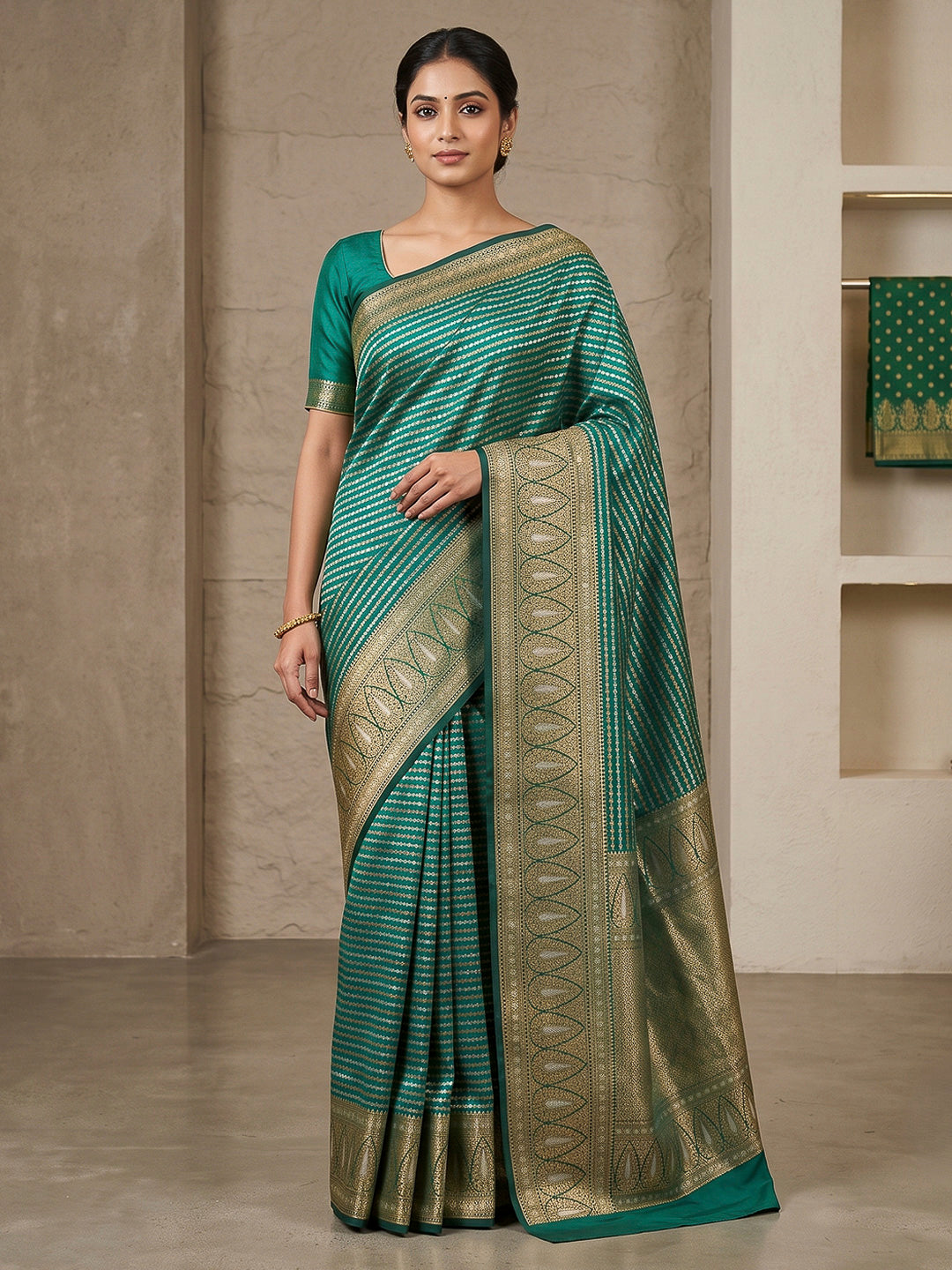 Sea Green Art Silk Woven Saree