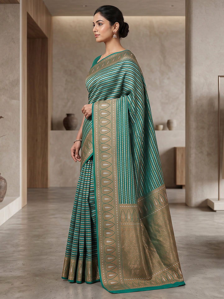 Sea Green Art Silk Woven Saree