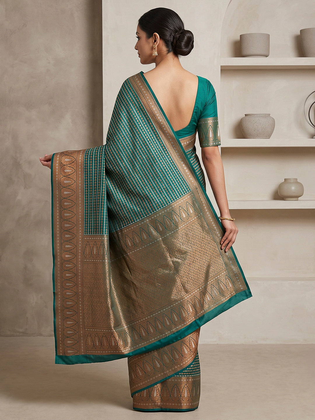 Sea Green Art Silk Woven Saree