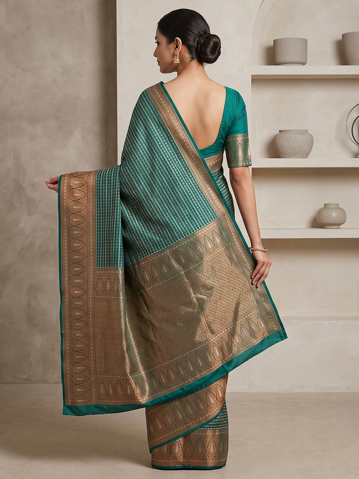Sea Green Art Silk Woven Saree