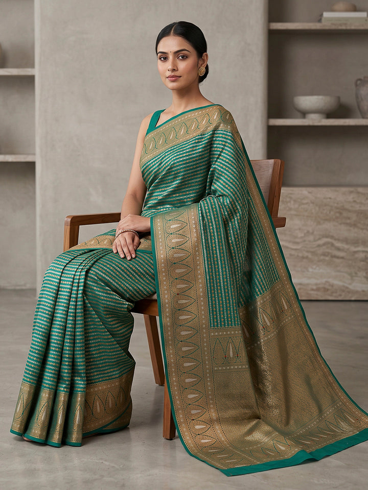 Sea Green Art Silk Woven Saree