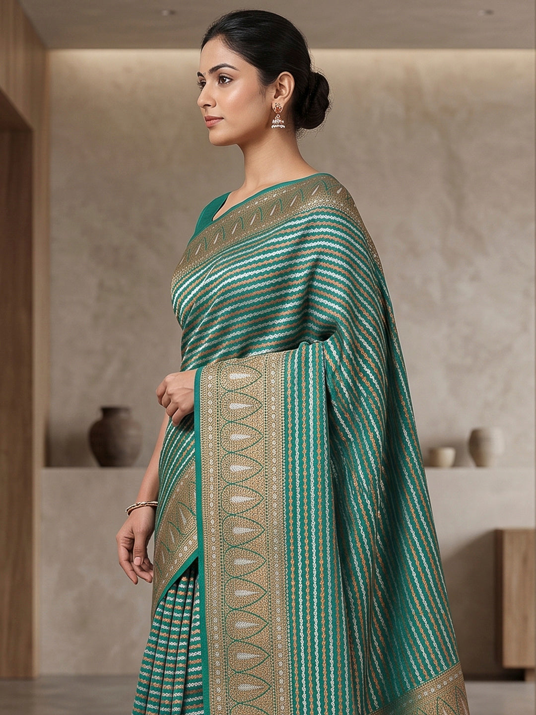 Sea Green Art Silk Woven Saree