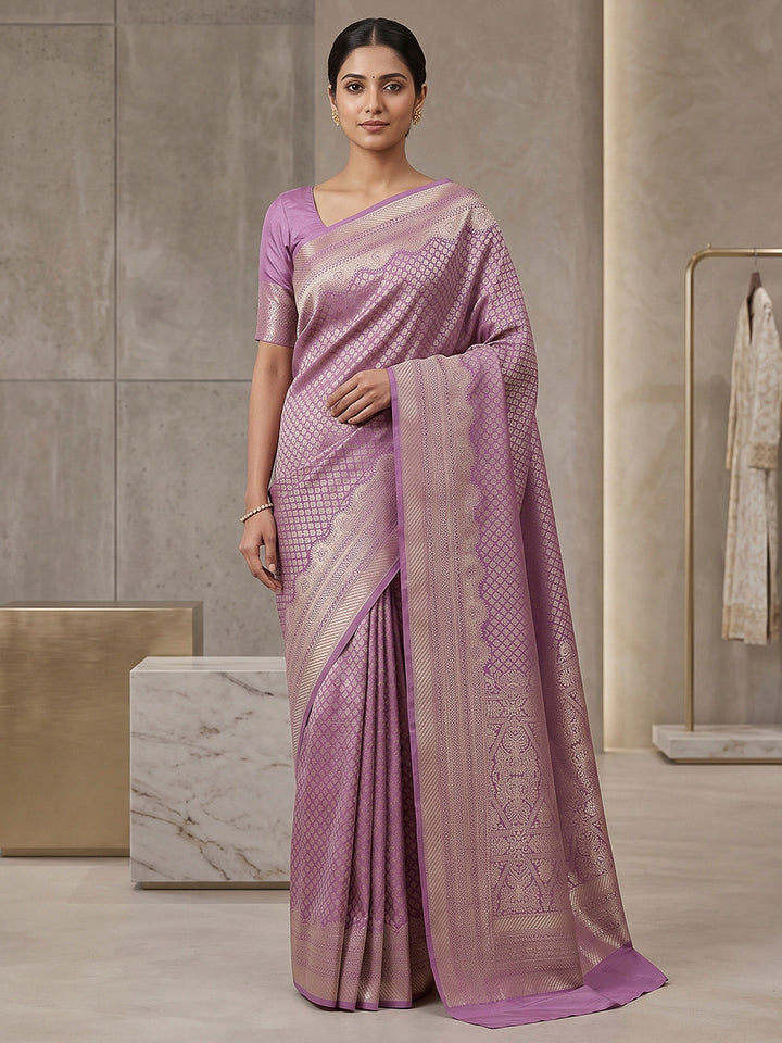 Lavender Art Silk Woven Saree