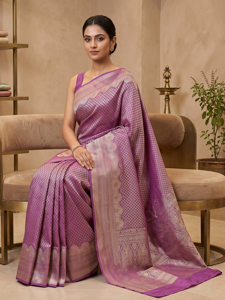 Lavender Art Silk Woven Saree