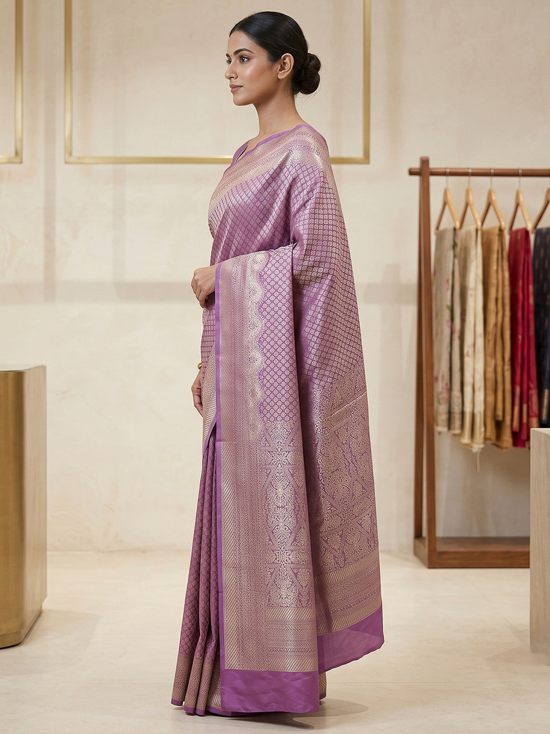 Lavender Art Silk Woven Saree