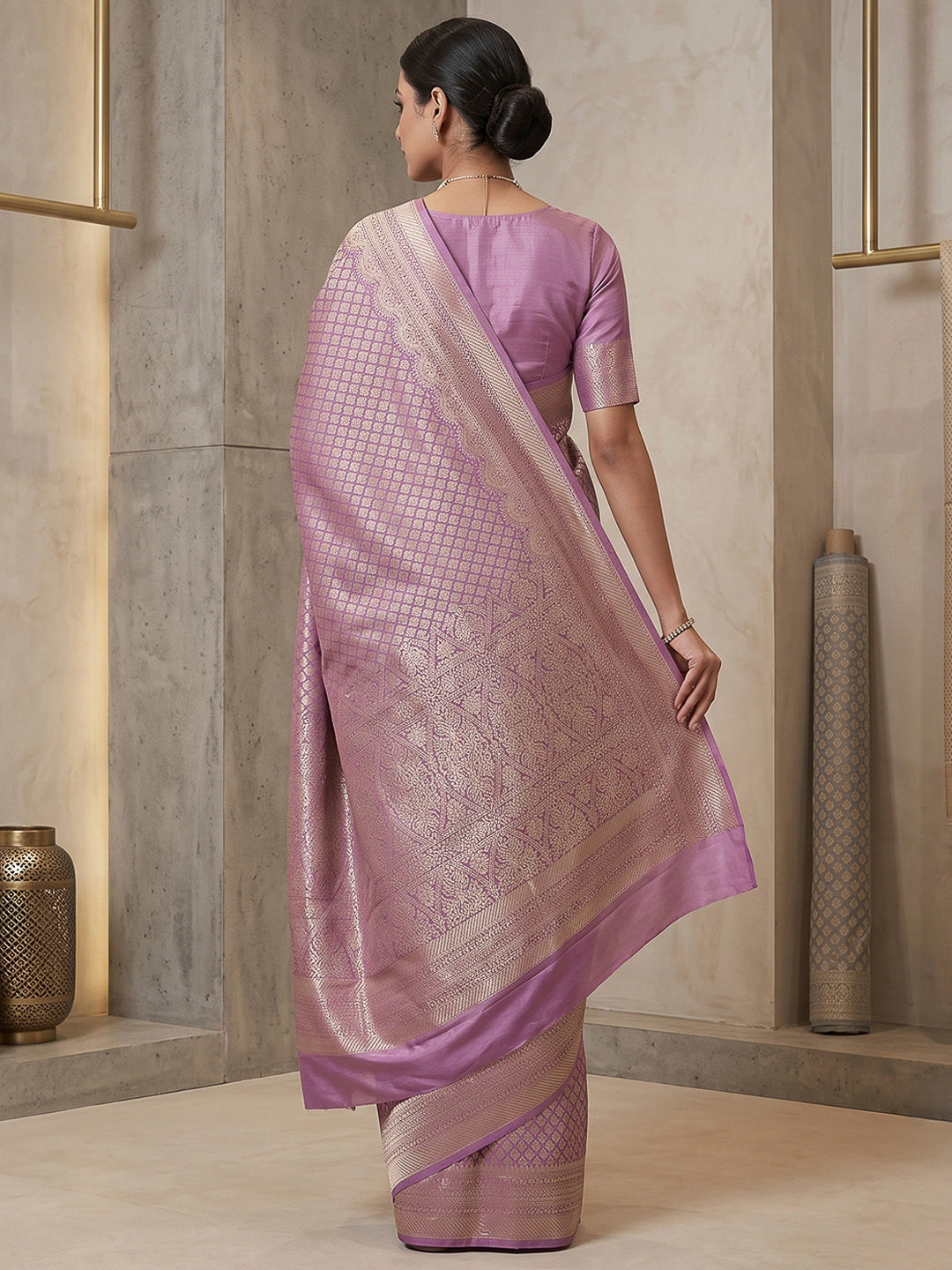 Lavender Art Silk Woven Saree