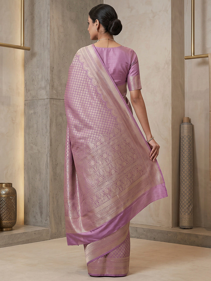 Lavender Art Silk Woven Saree