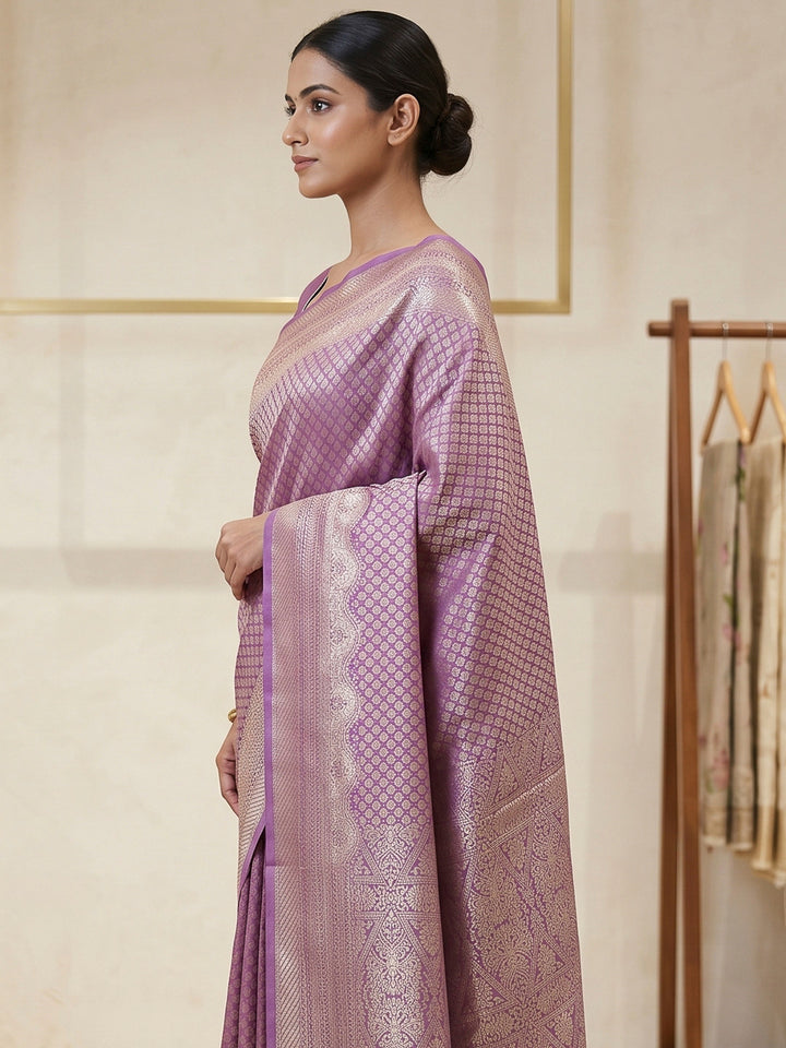 Lavender Art Silk Woven Saree