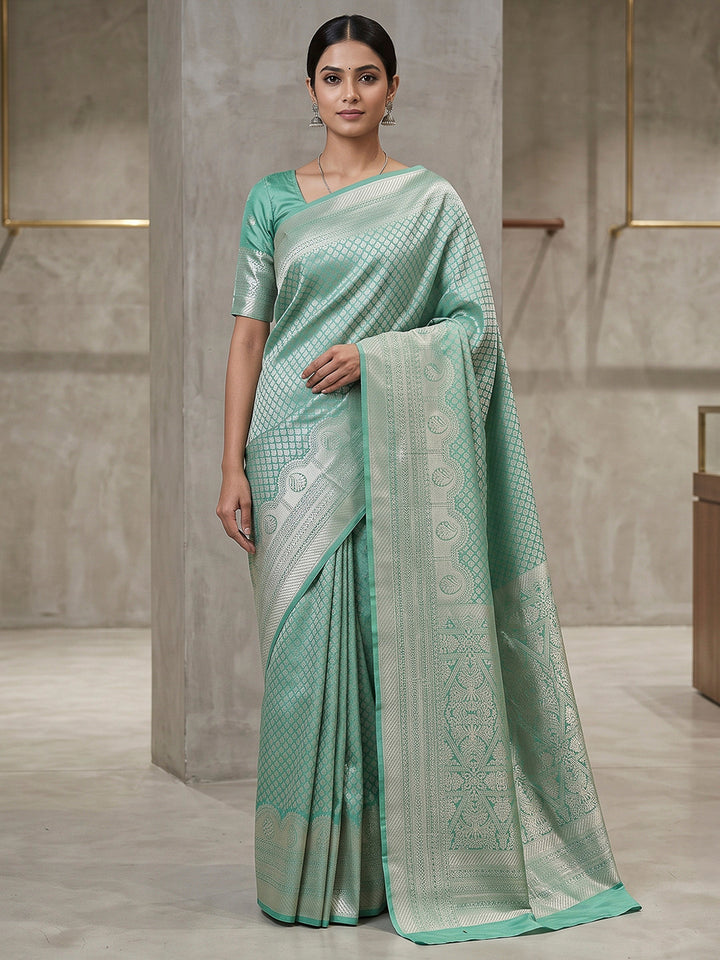 Sea Green Art Silk Woven Saree