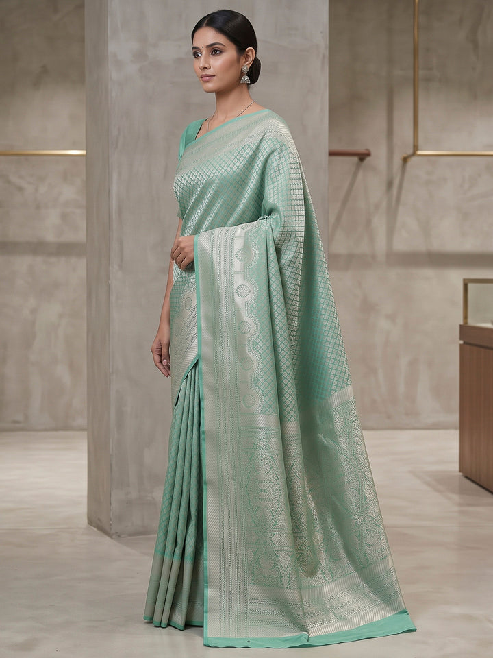 Sea Green Art Silk Woven Saree