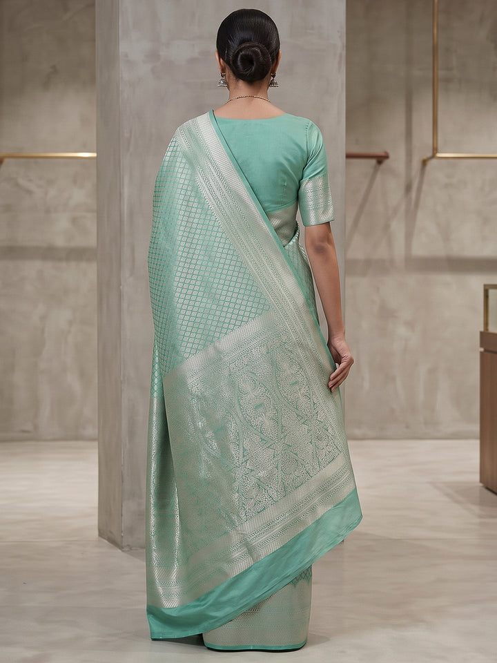 Sea Green Art Silk Woven Saree