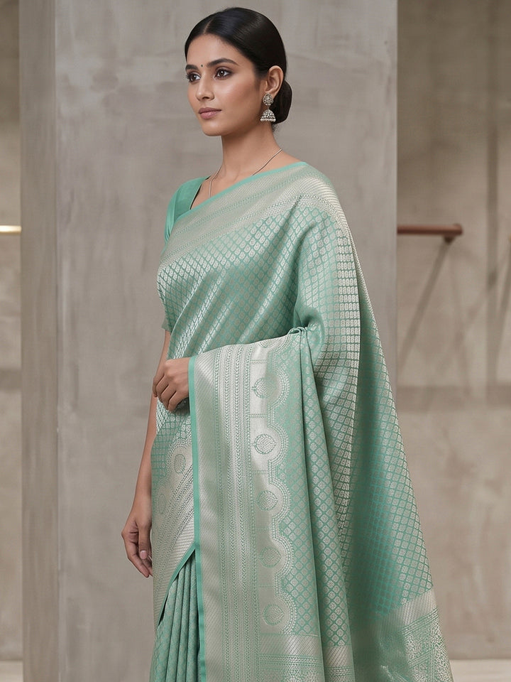 Sea Green Art Silk Woven Saree