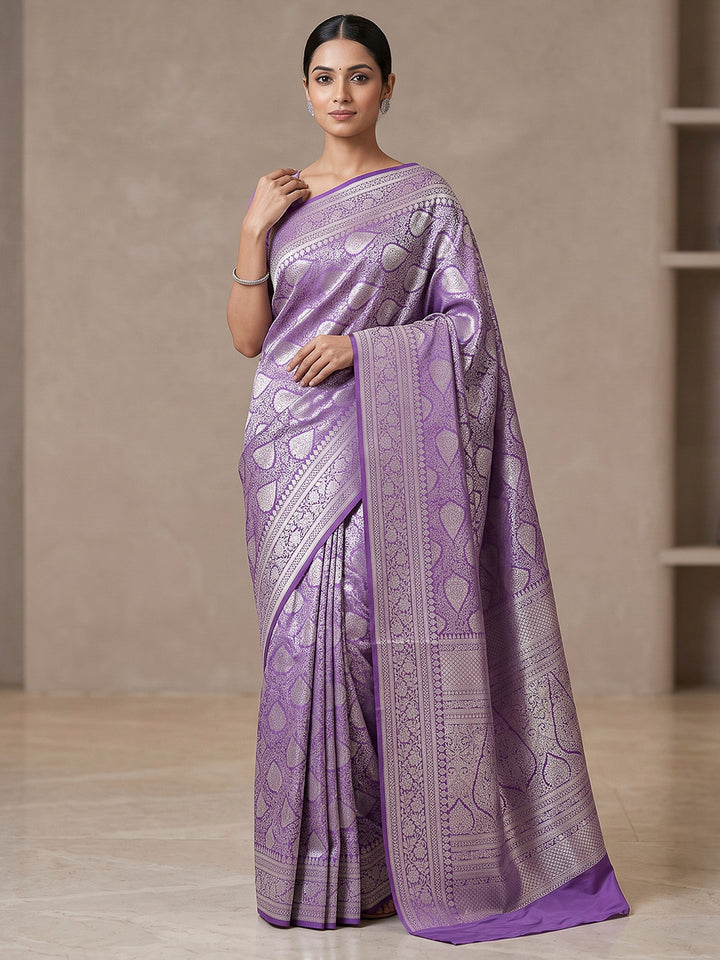 Lavender Art Silk Woven Saree