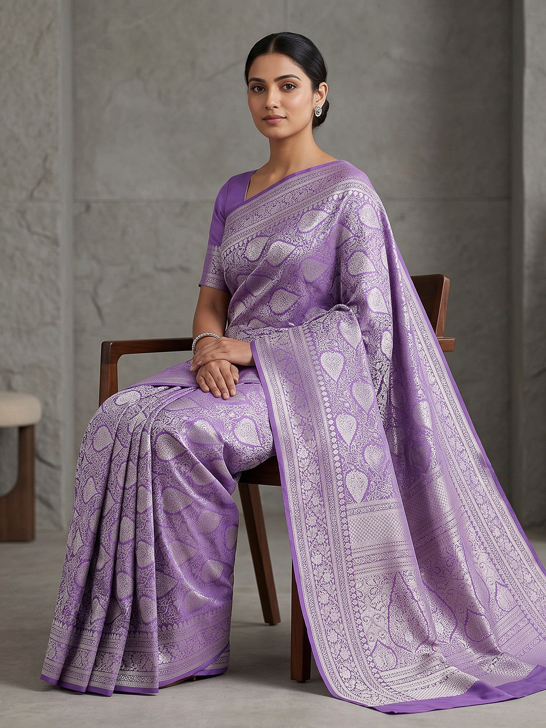 Lavender Art Silk Woven Saree