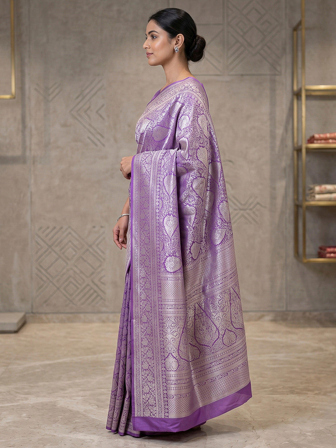 Lavender Art Silk Woven Saree