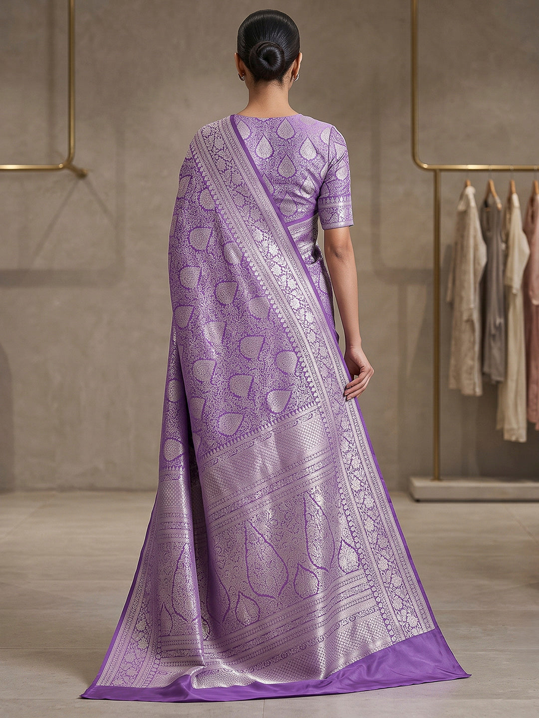 Lavender Art Silk Woven Saree