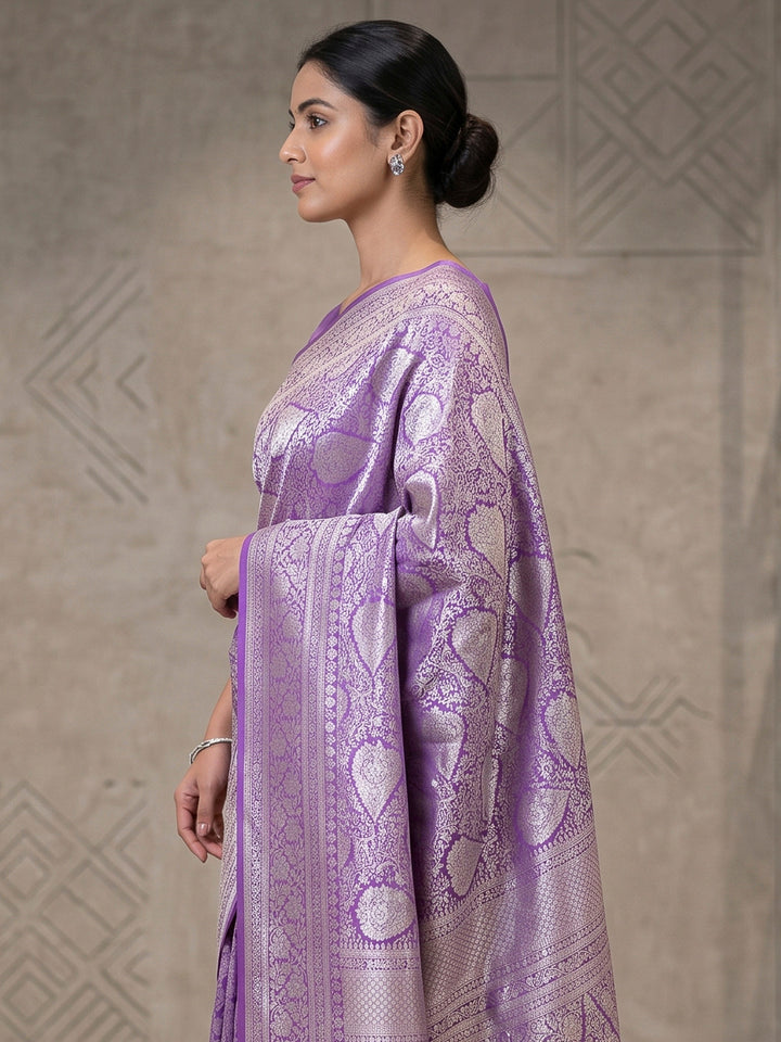 Lavender Art Silk Woven Saree