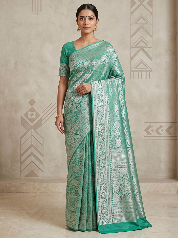 Sea Green Art Silk Woven Saree