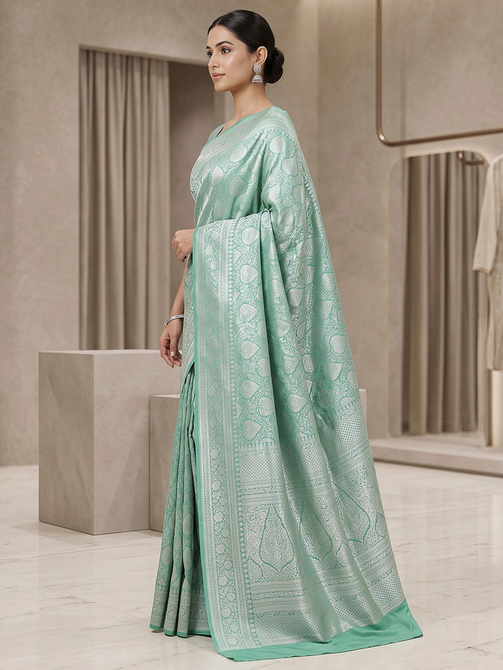 Sea Green Art Silk Woven Saree