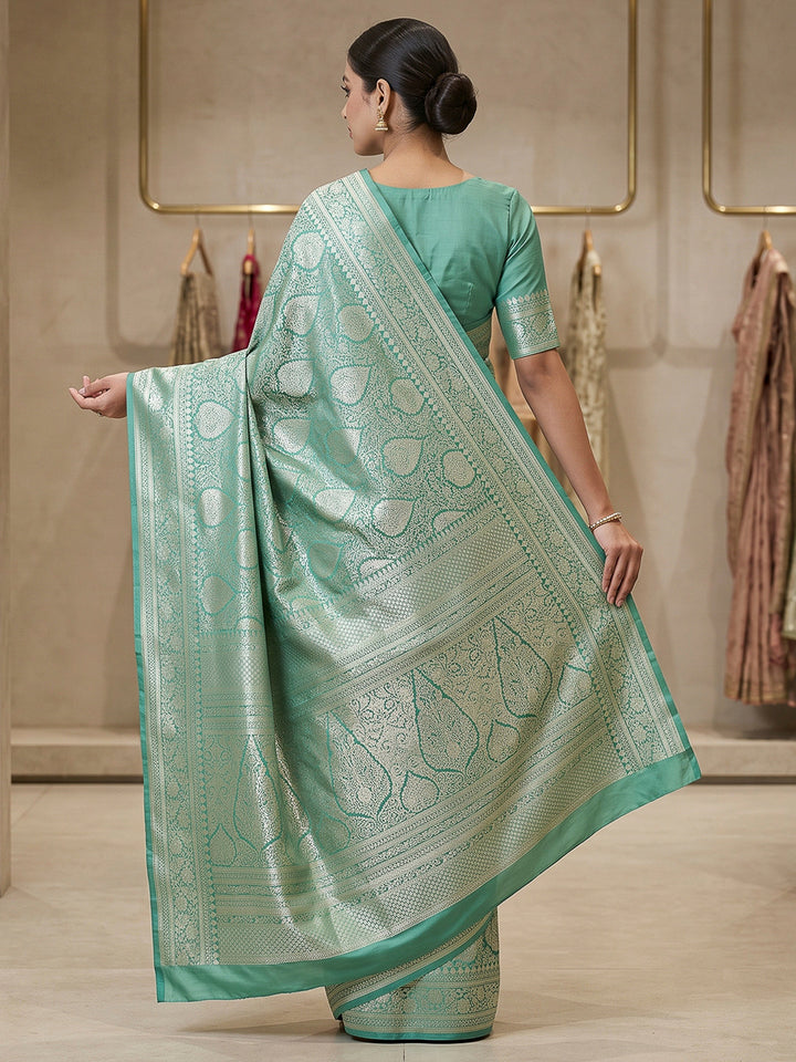 Sea Green Art Silk Woven Saree