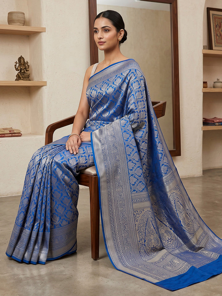 Royal-Blue Art Silk Woven Saree