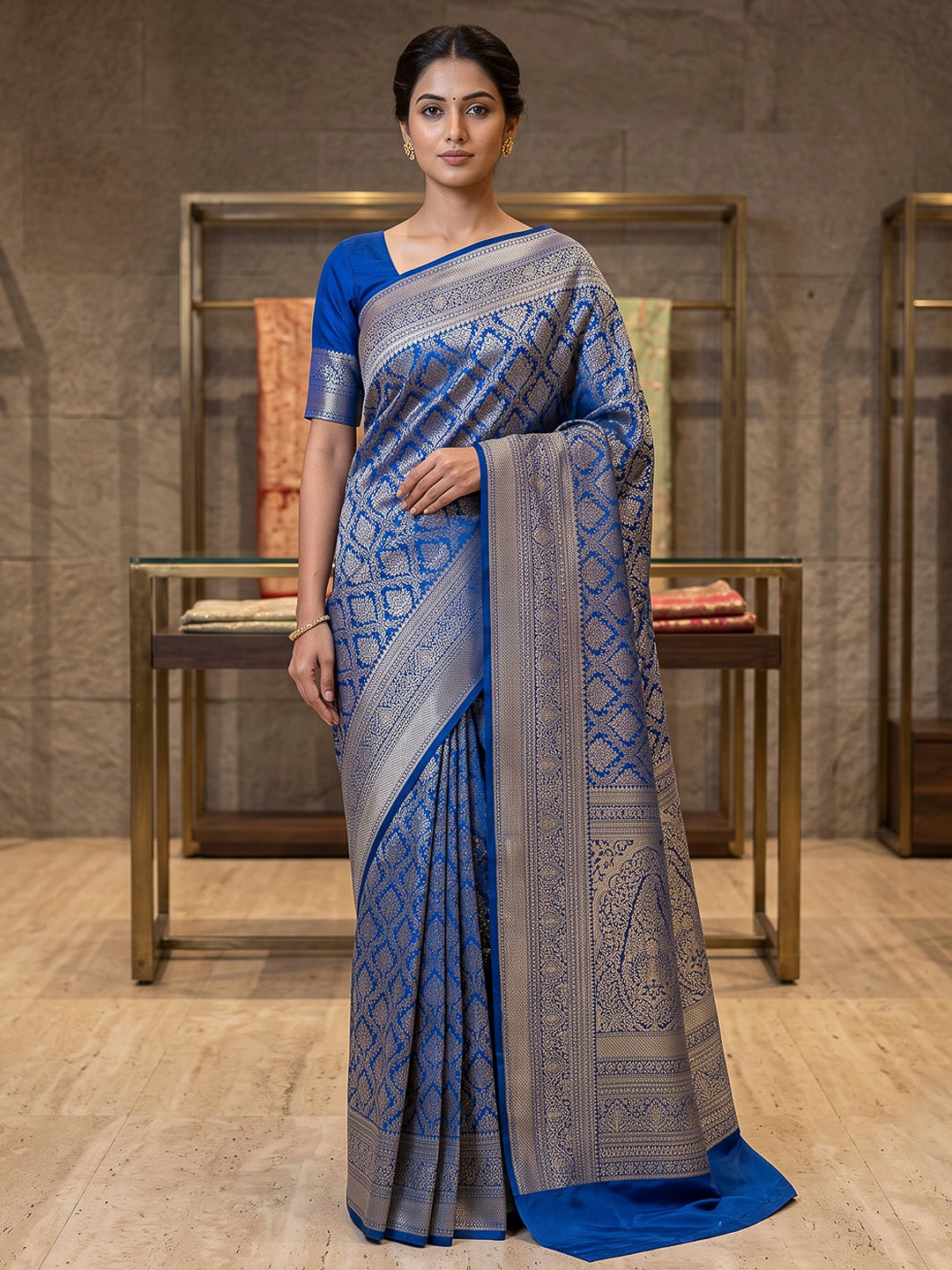 Royal-Blue Art Silk Woven Saree