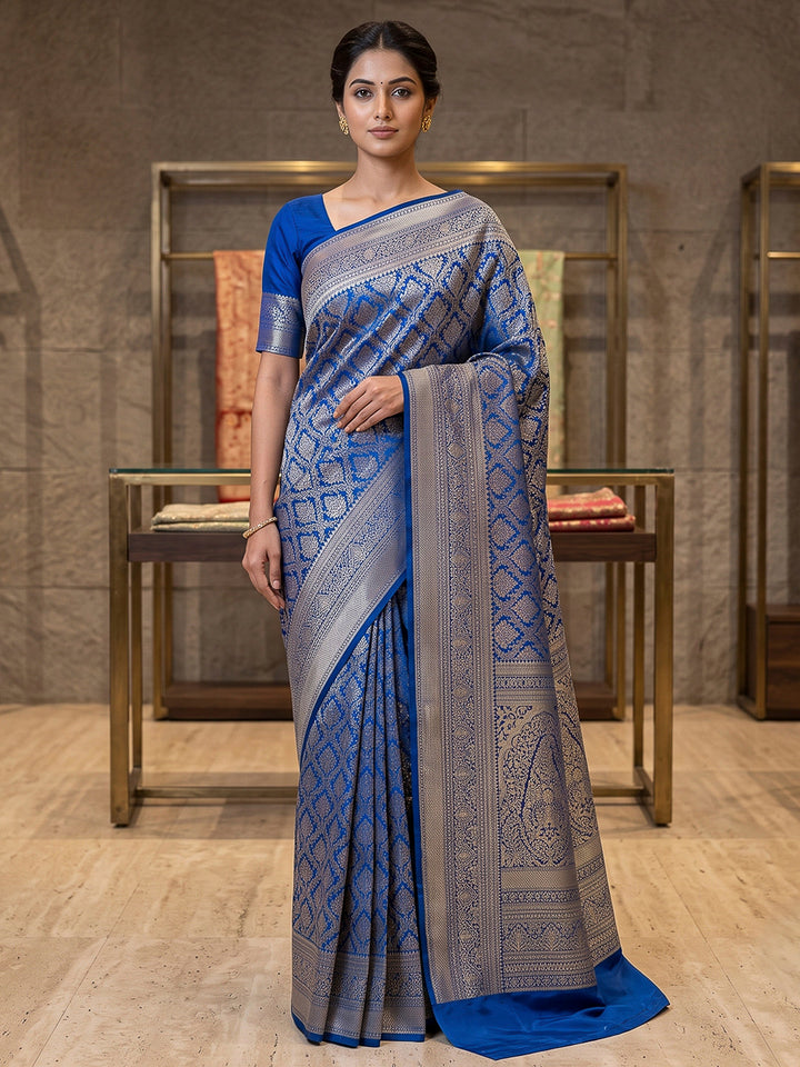 Royal-Blue Art Silk Woven Saree