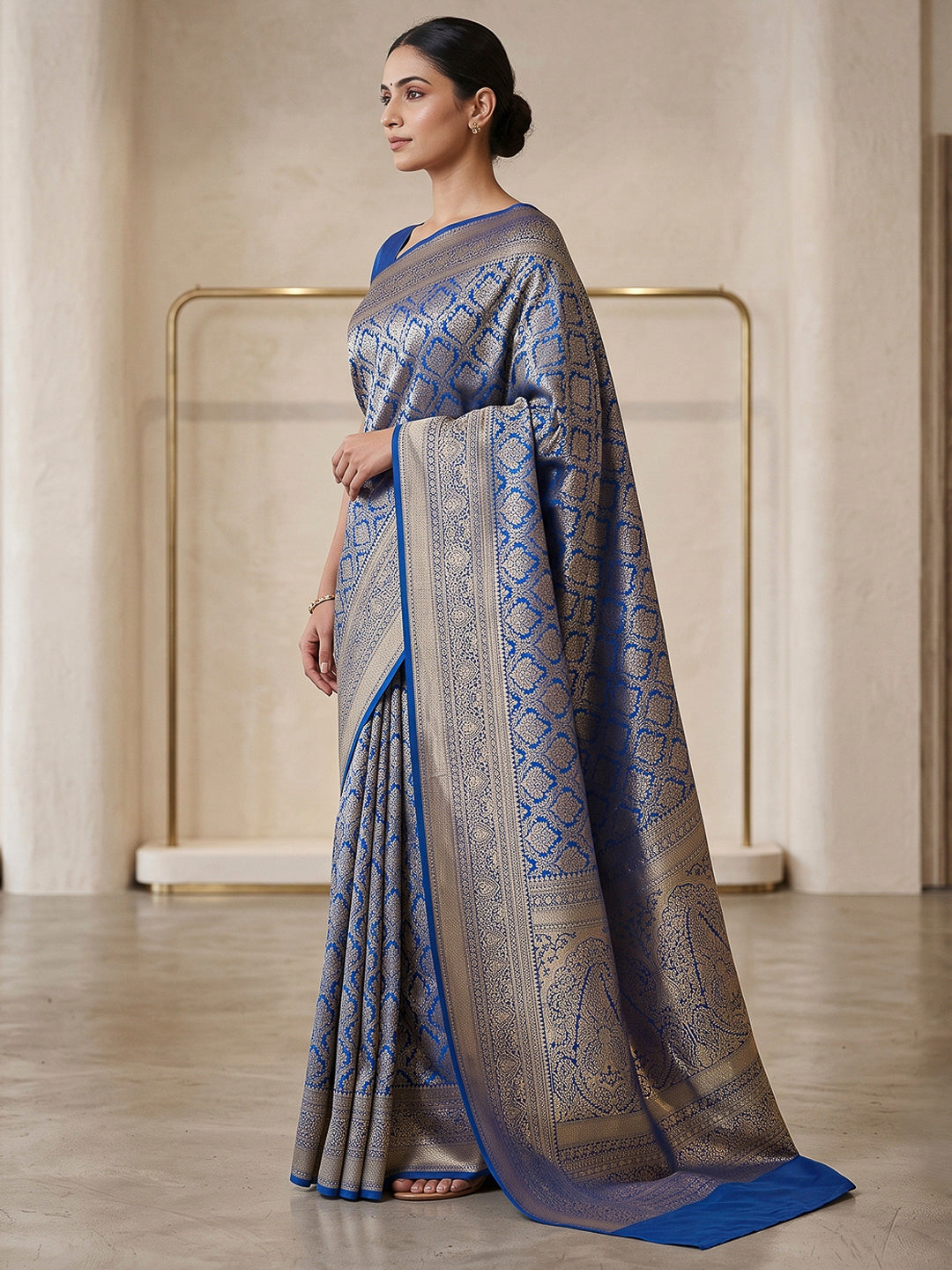 Royal-Blue Art Silk Woven Saree