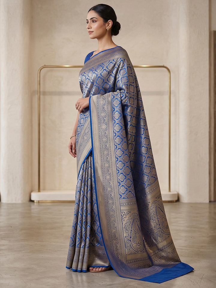 Royal-Blue Art Silk Woven Saree