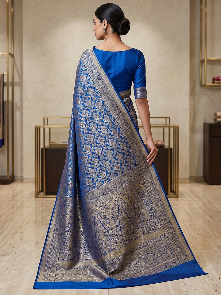 Royal-Blue Art Silk Woven Saree