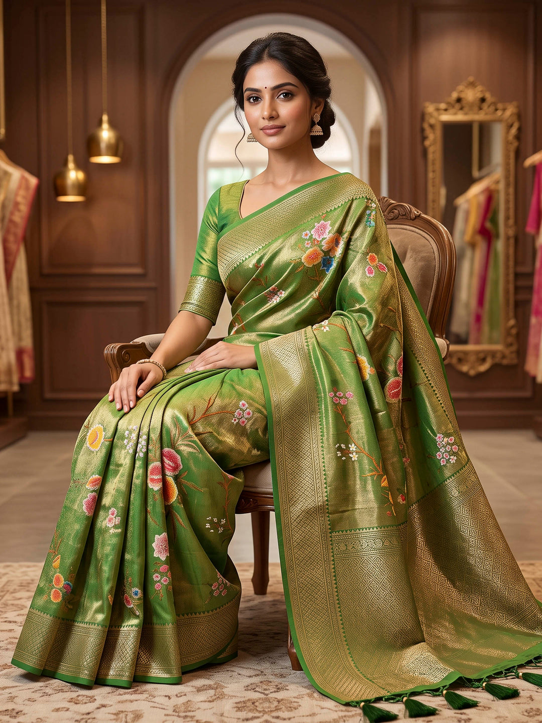 Green Art Silk Woven Saree