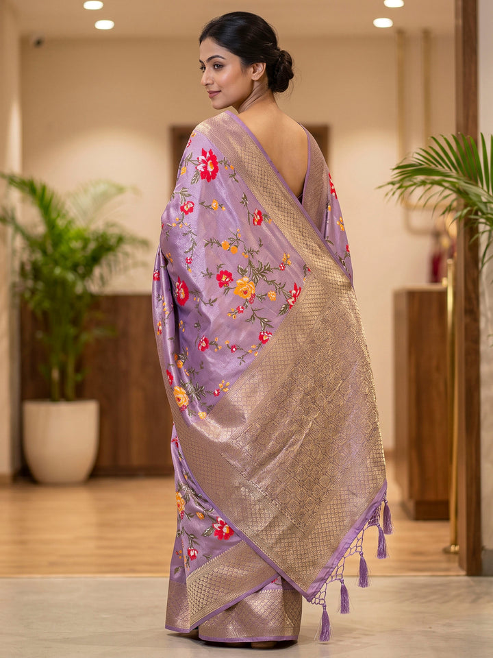 Lavender Art Silk Woven Saree
